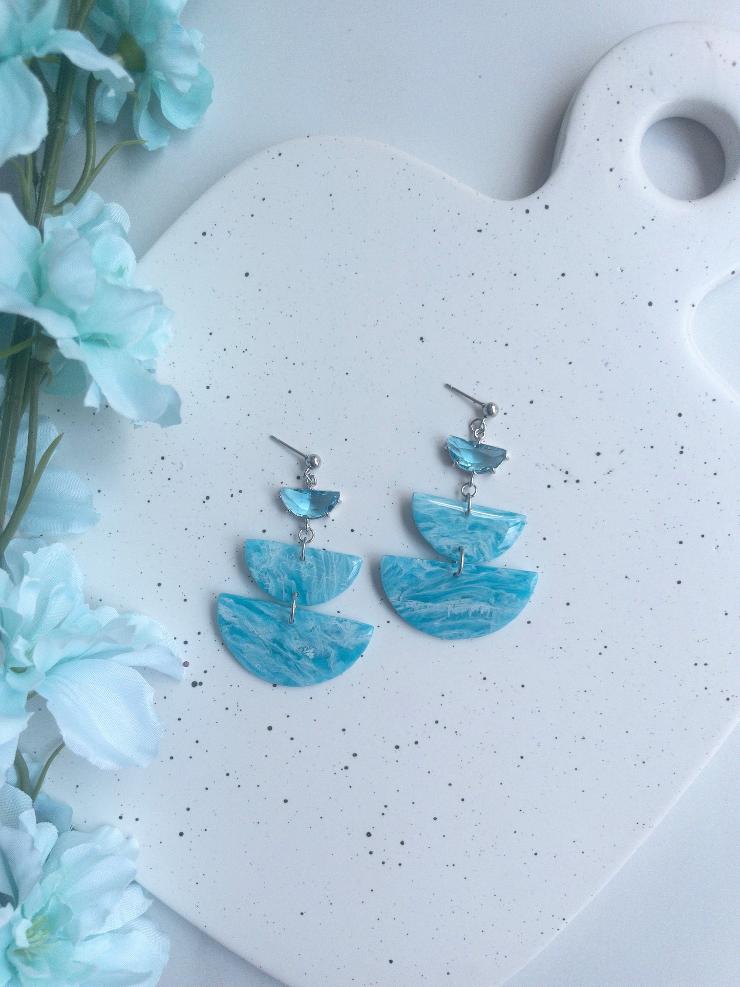 Turquoise & White Marble | 3-tiered Semi-circles