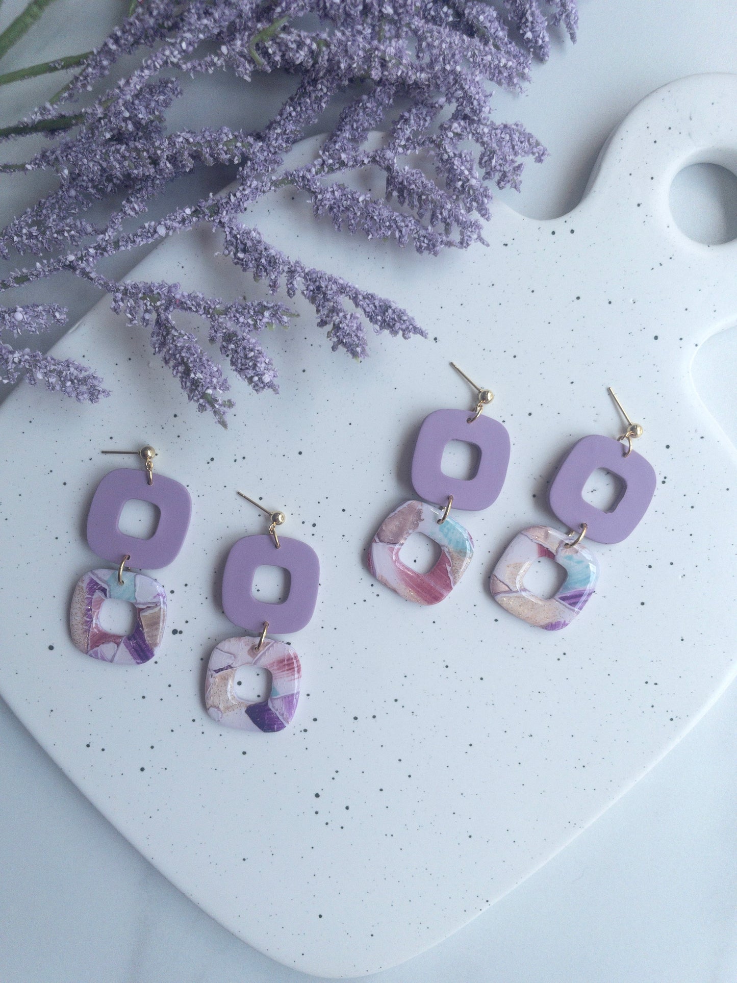 Lilac & Shades of Purple | 2-Tiered Open Squares