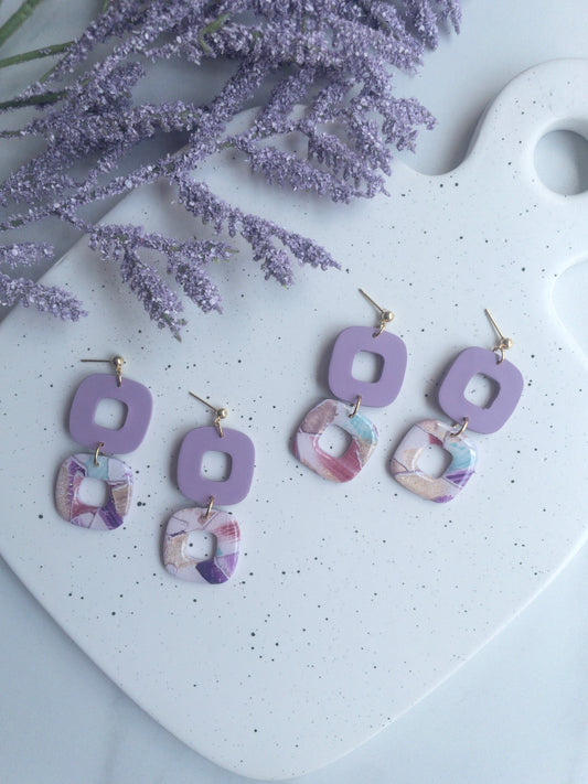 Lilac & Shades of Purple | 2-Tiered Open Squares