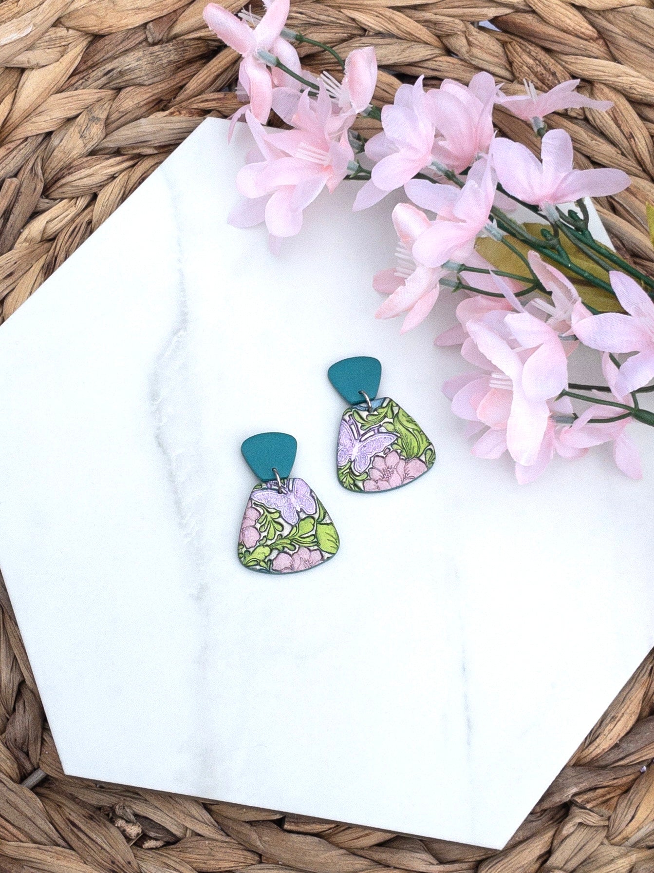 Teal & Butterfly Garden | Trapezoids