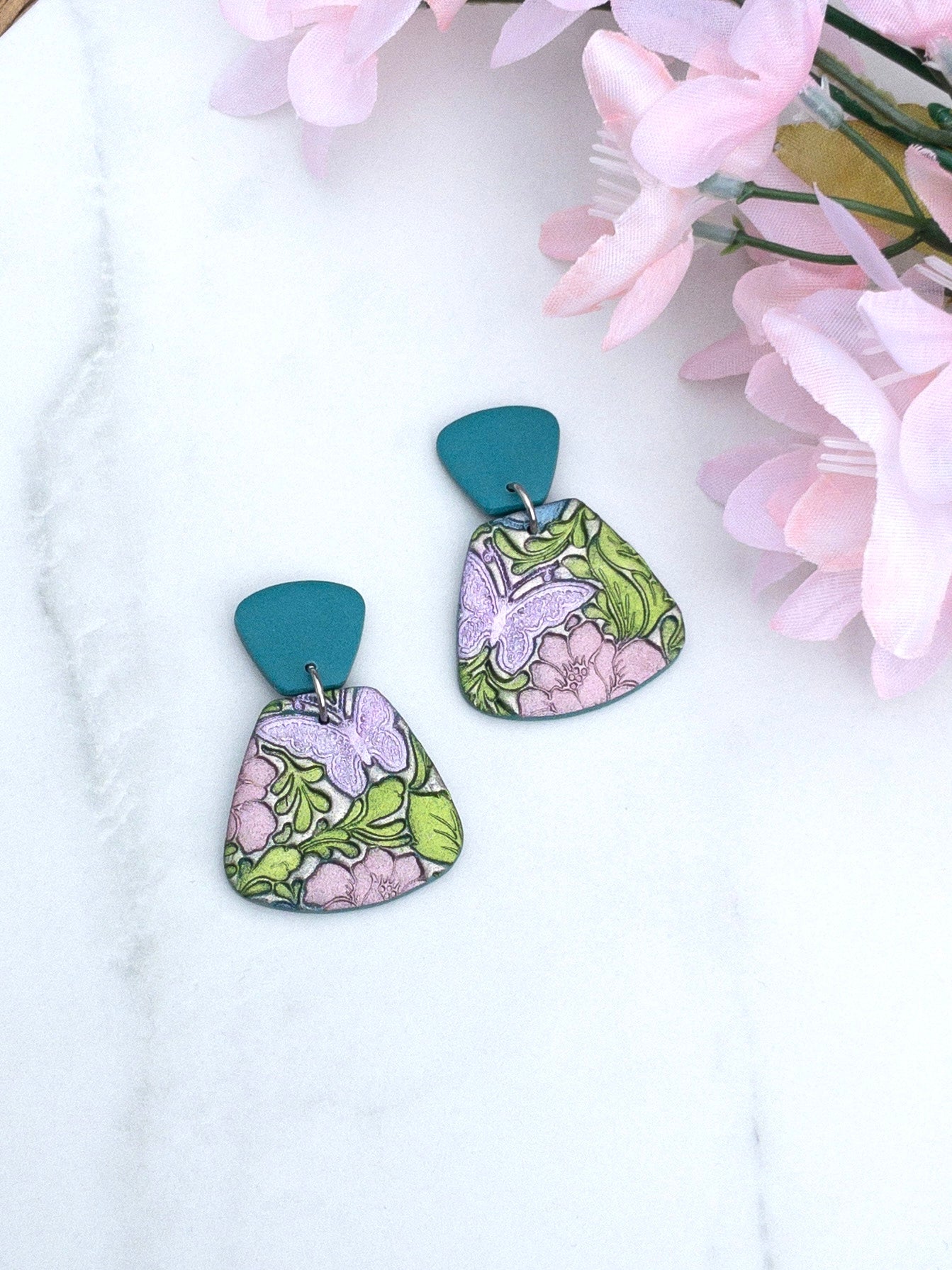Teal & Butterfly Garden | Trapezoids