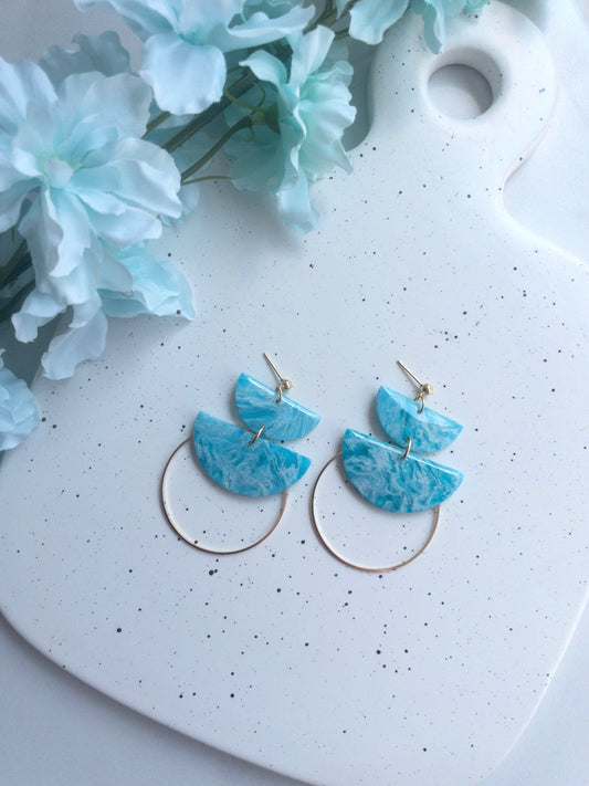 Turquoise & White Marble | Semi-circles with Gold Ring