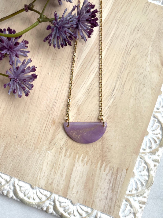 Pale Translucent Purple & Gold | Mini Semi-circle