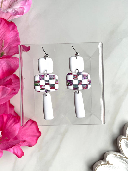 White & Rainbow Checkerboard | Geometric Combo