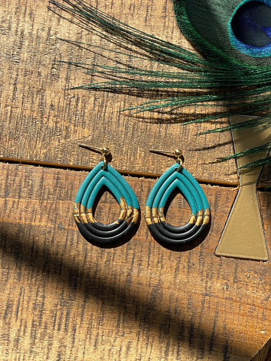 Teal/Gold/Black - Extruded Teardrop