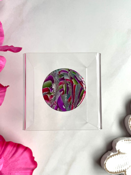 Pop-up Phone Grip | Rainbow & Silver Marble