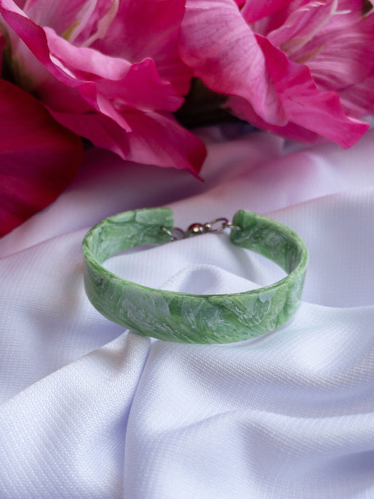 Green & White Marble | 1/2" Cuff Bracelet