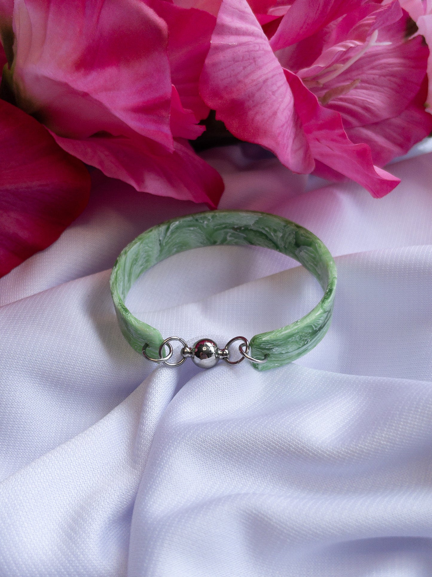 Green & White Marble | 1/2" Cuff Bracelet