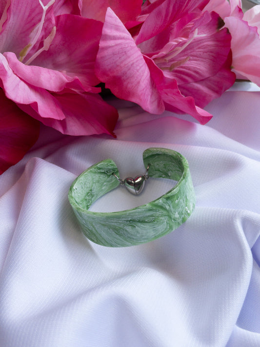 Green & White Marble | 3/4" Cuff Bracelet