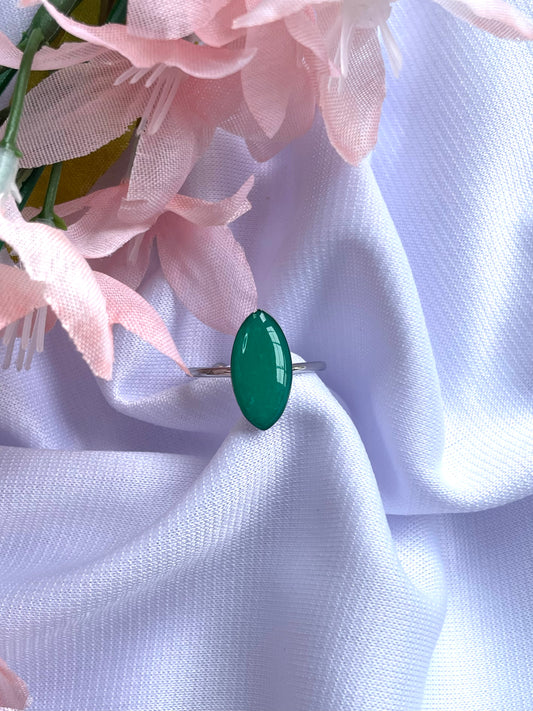 Jade Green | Marquise Silver Ring