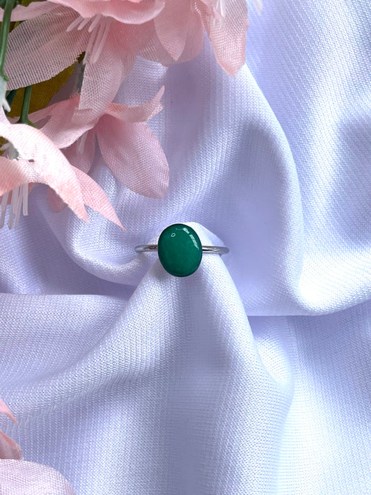 Jade Green | Oval Silver Ring