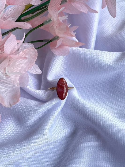 Red & Pink Marble | Marquise Gold Ring