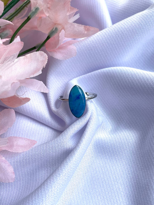 Ocean Blue Marble | Marquise Silver Ring