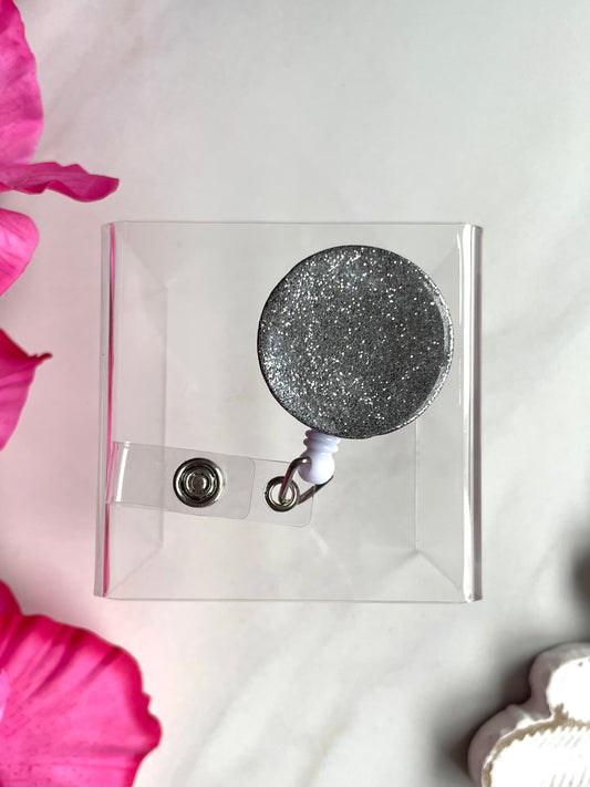 Badge Reel | Silver Glitter